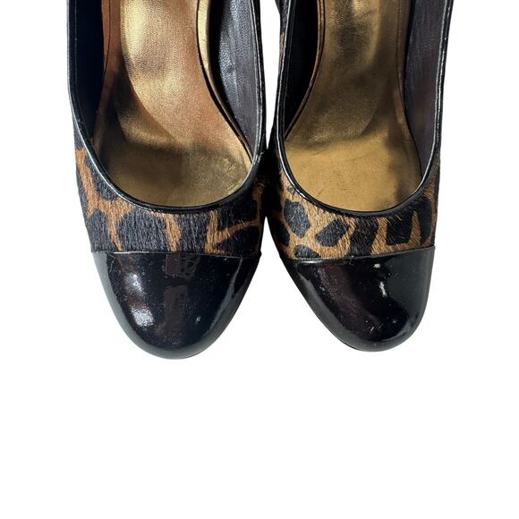 Ann Taylor Addison 7 Leopard Print Haircalf Block Heels 90s Y2K Office Holiday - Picture 2 of 9